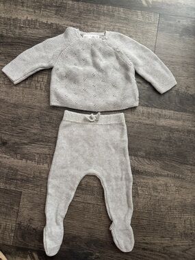 Zara light gray knit baby matching set
